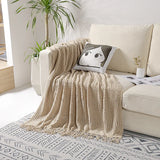 elvesmall Office Cover Nap Blankets Sofa Bed Decorative Blanket 127x170cm Nordic Style Solid Color Woven with Tassel 4 Colors Optional