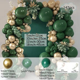 elvesmall  147Pcs Dark Green and Gold Balloons Arch Garland Kit Metallic Mate Balloon for Birthday Wedding Party Decorations