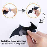 elvesmall  44PCS 3D Black PVC Bat Decoration Halloween Party DIY Decor Wall Sticker Bar Room Halloween Party Scary Decoration Props