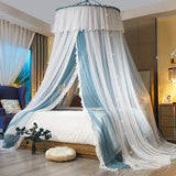 elvesmall Foldable Princess Style Mosquito Net Hanging Dome Mosquito Net Home Girls Room Double Bed Mosquito Net Lace Gauze Curtain