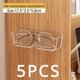 elvesmall Glasses Display Cabinet Sunglasses Storage Box Wall Mounted Perforated Free Sunglasses Storage Glasses Rack Home Tidying