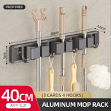 elvesmall Mop Broom Holder Hooks Bathroom Tools Storage Rack Duty Practical Clip Hook Organizers Space-saving Hanger Slots Mops Holder