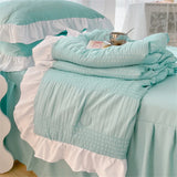elvesmall Korean Seersucker Summer Thin Quilt Air Condition Comforter Bed Cover Skin Friendly Blanket Single Double Single Quilt Bedding