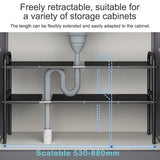 elvesmall  Shelf Under The Sink Flexible Layered Rack Cabinet Organizer Sundries Telescopic Holder Countertop Storage Rack Under Sink Shelf