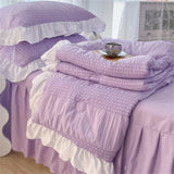 elvesmall Korean Seersucker Summer Thin Quilt Air Condition Comforter Bed Cover Skin Friendly Blanket Single Double Single Quilt Bedding