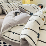 elvesmall  Simple Bed Sheets Set Four Seasons Universal Men's Bed Four Sets Pure Cotton Three Comforter Sets Bed Cover Full Set