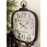 elvesmall 18" X 26" Black Metal Distressed Pocket Watch Style Wall Clock With Ring Finial Decoration for Bedroom Decor Home Clocks Garden