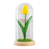 elvesmall  Artificial Flower Sunflower Tulip Glass Dome for Mother's Day Valentine's Day Gift Home Decorations LED Night Lamp Bedroom Decor
