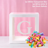 elvesmall Transparent Balloon Letter Box Baby Shower Decoration Birthday Wedding Custom Name Balloon Box 1st Birthday Party Decorations