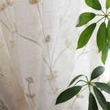 elvesmall  Embroidered Linen Sheer Curtains for Living Room Bedroom Floral White Tulle Curtain for Kitchen Voile Curtain Blind Panels Decor