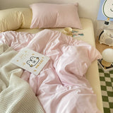 elvesmall Soft Pink Bedding Sets Duvet Cover Set Bedclothes Bedspread Pillowcases Single Double Queen Size Bed Sheet Sets For Girls