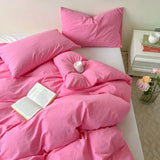 elvesmall Soft Pink Bedding Sets Duvet Cover Set Bedclothes Bedspread Pillowcases Single Double Queen Size Bed Sheet Sets For Girls