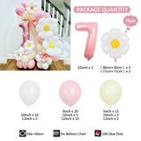 elvesmall 78Pcs Daisy Pink Latex Balloon Digital Set for 1-9-year-old Children's Birthday Shower Decoration Props