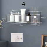 elvesmall Black Wall-Mounted Bathroom Shelf Shower Shampoo Rack Kitchen Condiment Storage Basket Toilet Soap Holder Bathroom Organizer