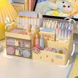 elvesmall Multifunctional Kawaii Pen Holder Organizer Desktop Stationery Pencil Storage Box Drawer Desk Cute Ins Multi-layer Storage Box