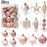 elvesmall 29/20Pcs Christmas Tree Balls Hanging Pendant Candy Cane Pine Cone Ornament Set Christmas Home Decoration 2024 Navidad New Year