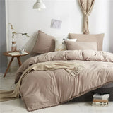 elvesmall American Style Furball Tasseles King Size Bedding Set Hairball Tassel Duvet Cover Sets Queen Washed Quilt Cover Set No Bed Sheet