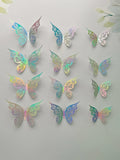 elvesmall 12 Pieces 3D Hollow Butterfly Wall Sticker Bedroom Living Room Home Decoration Paper Butterfly