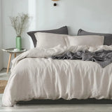 elvesmall Bedding set 100% Linen Duvet Cover Set King, 3pcs Washed Soft French Flax Natural Linen, 1 Linen Duvet Cover and 2 Pillowshams,