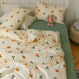 elvesmall Korean Style Strawberry Bedding Set Flat Bed Sheet Twin Full Queen Nordic Bed Linen Kids Girls Floral Cartoon Rabbit Duvet Cover