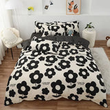 elvesmall Ins Nordic Flower Duvet Cover Set With Pillowcase Fashion Design Bed Flat Sheet Girls Women 3/4pcs Bedding Set Twin Queen Size