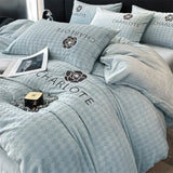 elvesmall  Thickened milk plush four piece bed set for winter light luxury high-end bedding, suede sheets, and duvet covers