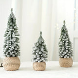 elvesmall Mini Christmas Tree Artificial Small Snow Pine Xmas Tree Decorations New Year Party Ornaments Gifts Home Table Decor