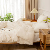 elvesmall  Knitted Cotton Comforter Soybean Fiber Quilt Warm White Four Seasons Single Double Duvet Soft Twin Queen King Bedding