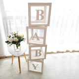 elvesmall 27/25cm Custom Transparent Letter Box A-Z Baby Shower Girl 1st Birthday Party Decoration Kids Wedding Birthday Balloon DIY Box