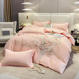 elvesmall New Class a High Precision Cotton Brushed Embroidery Four-Piece Set Pure Cotton Bed Sheet Duvet Cover