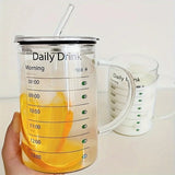elvesmall 1pc 1L High Borosilicate Glass Cup with Lid and Straw Large Capacity Water Cup Iced Coffee Mugs Drinking Glasses Drinkware Gifts