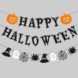 elvesmall Happy Halloween Paper Banners Pumpkin Ghost Spider Web Hanging Garland Haunted Houses Decorations Halloween Scary Party Supplies