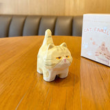 elvesmall Cute Cat Resin Desk Model Decorations Creative Meow Animal Figurines Living Room Home Decor Kawaii Kid Toys Friend Gifts Pendant