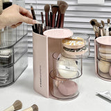 elvesmall Rotating Powder Puff Storage Box Dust-proof Desktop Beauty Egg Air Cushion Rack Multi-layer Lipstick Makeup Brush Storage Rack