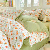 elvesmall Bedding Set Duvet Set Hot Sale Fragmented Flower French Style NEW Queen King Size Soft Comforter Sets 4pcs sheet Set
