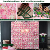 elvesmall 12PCS Artificial Flowers Roses Wall Panel 3D Flower Backdrop Faux Roses for Wall Party Wedding Bridal Shower Outdoor Decoration