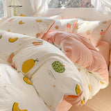 elvesmall Fresh Botanical Floral Bedding Set Washed Cotton Bed Linens Single Twin Full Size Quilt Cover Sheet Set for Girls Home Textiles