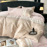 elvesmall Bedding Set French Style Princess 2024 New Thickened Washed Cotton Relief Embroidery Queen King Size High Quality Duvet Cover