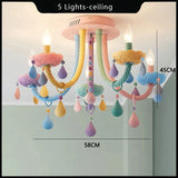 elvesmall European Children's Room LED Chandeliers Macaron Color Pendant Light Kids Room Boys Girls Bedroom Decor Ceiling Lamps Lustre