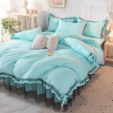 elvesmall Luxury Black Princess Bedding Sets Kawaii Bed Skirt Sheet Pillowcase Fashion Girl Duvet Cover 4 Pieces Home Decoration