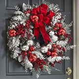 elvesmall Christmas Wreath Rattan Set Christmas Decoration 2025 Red Bow Wreath For Front Door Xmas Decor Flower Garland Outdoor Home Decor