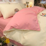 elvesmall Solid Color Bedding Set Duvet Cover Flat Sheet Pillowcases Home Textile Pillowcases For Adults Kids Simple Bed Linen