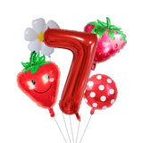 elvesmall 5Pcs Berry First Birthday Party Balloons Set 32 Inch Red Number Balloon for Sweet One Strawberry Birthday Party Decorations