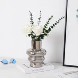 elvesmall  Nordic Creative Irregular Electroplated Silver Gourd-shaped Three-stage Ceramic Vase Decoration Home Decorations