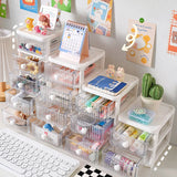elvesmall Student Desktop Stationery Storage Box, Office Drawer Style Tape Hair Accessory Storage Cabinet