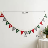 elvesmall 2.6M Christmas Wool Felt Hanging Flag Banner Letter Triangle Pendants Wall Stockings Gloves Bunting For Xmas Home Decoration