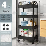 elvesmall Trolley Organizer Auxiliary Cart With Wheels Kitchen Furniture Cabinet Storage Rack Mobile Plastic Bookshelf Vegetable Basket