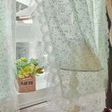 elvesmall  1PC Romantic Luxury Green Ruffled Sheer Curtain for Living Room Lace Thickened Voile Drape Window Home Decoration #E