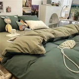 elvesmall Nordic Princess Pink Bedding Set Girls Adults Twin Full Queen Size Bed Flat Sheet Duvet Cover Pillowcases Solid Color Bed Linen