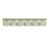 elvesmall  1PC Luxury Green Double Layers Swags Valance Curtain Head for Living Room Bottom Beaded Lace Voile Drape Window Custom #E